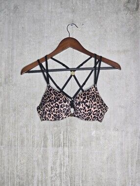 Victoria's Secret Leopard Print Strappy Push-up Bra Size 32C
